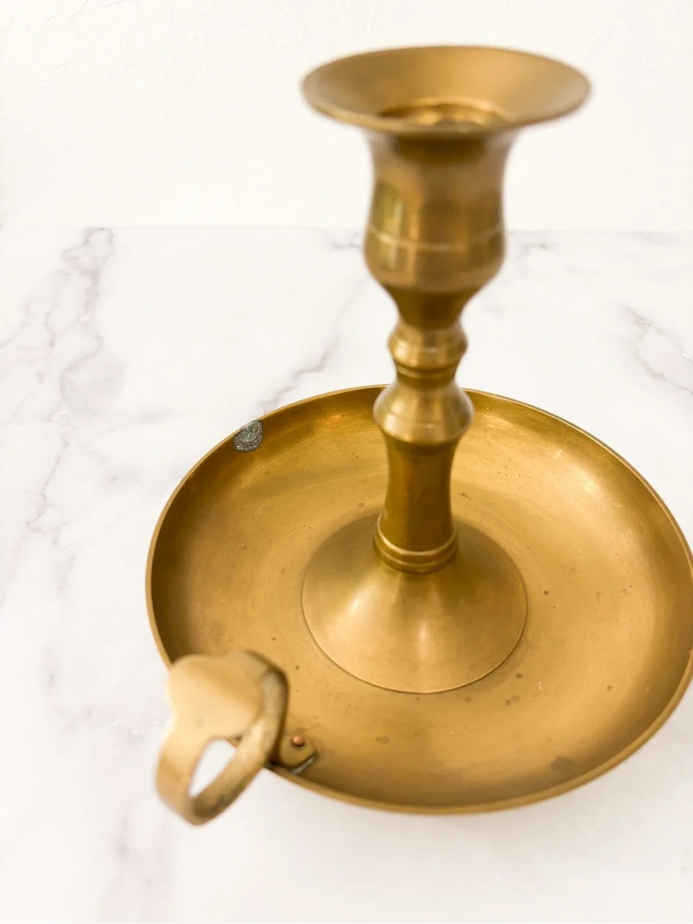 Vintage Solid Brass Candle Holder Brass Chamberstick Gold Ring Candle Holder